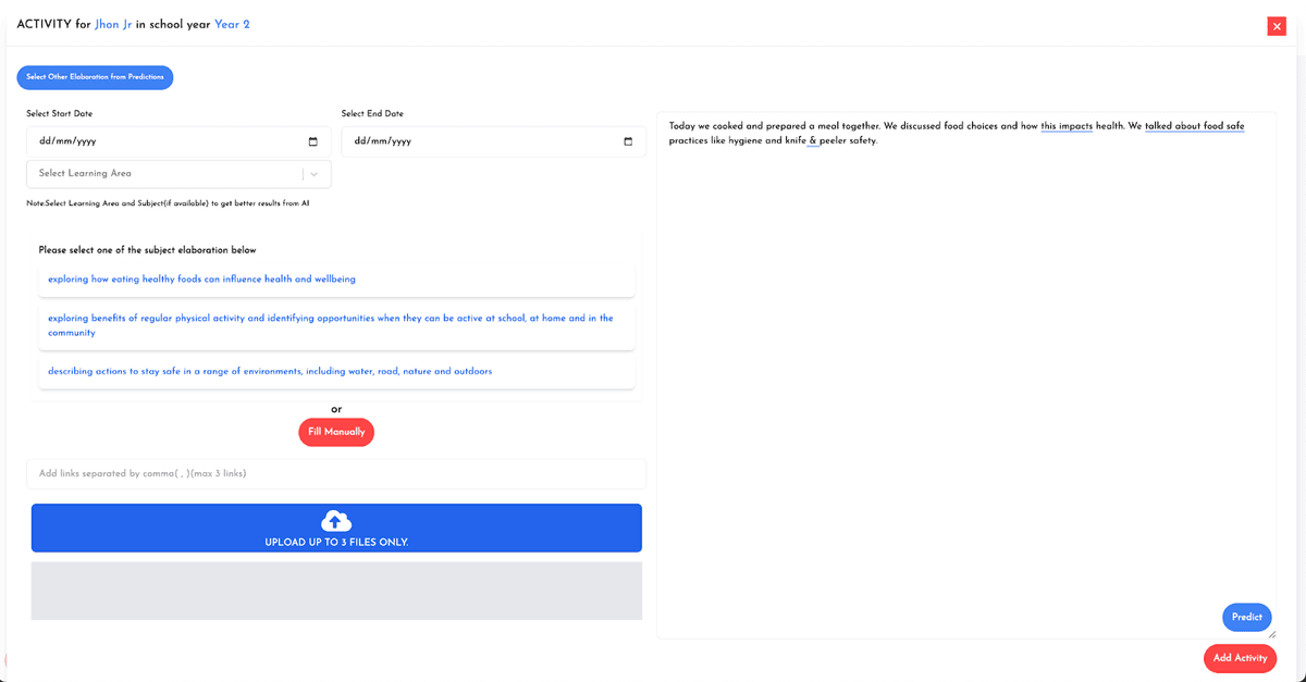 Home Schooling Activity Details