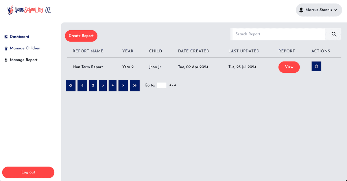 Home Schooling Report Management