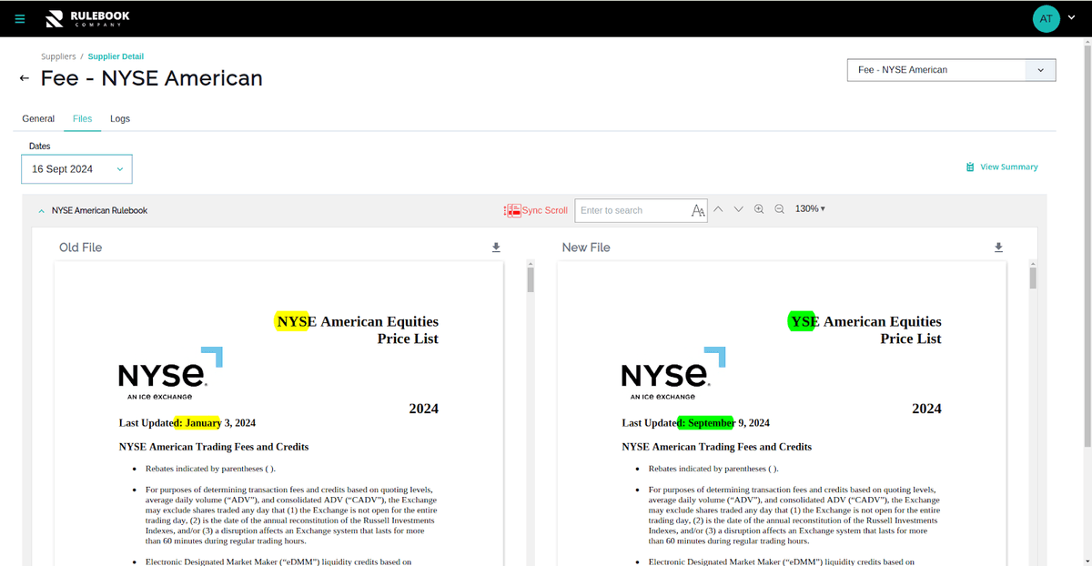 Stock Rulebook PDF Comparison