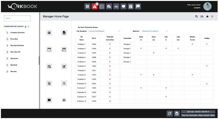 Work Book Manager Dashboard